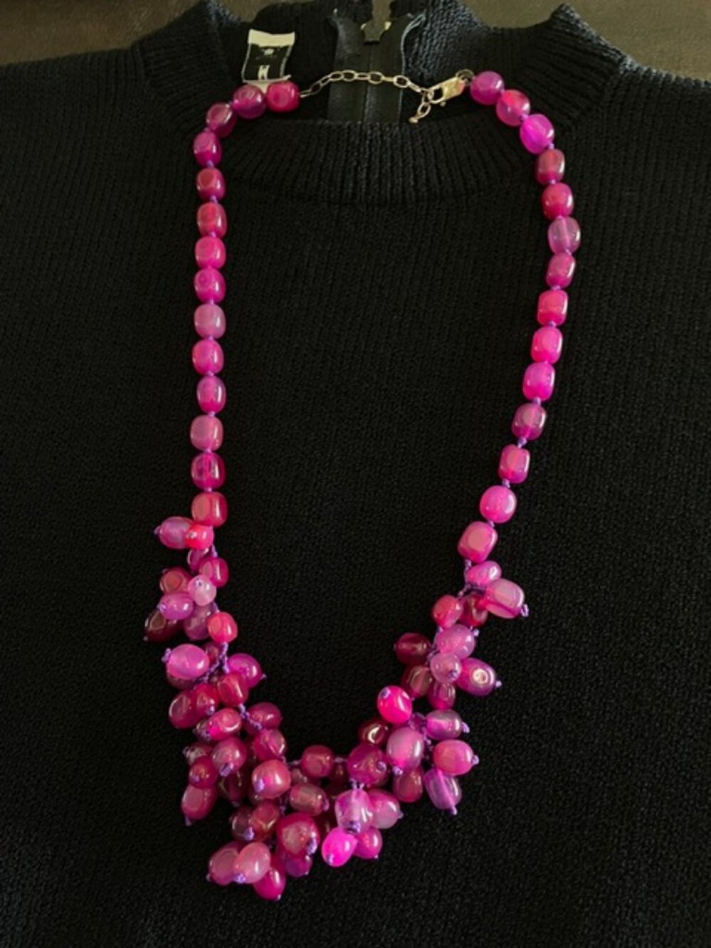 Bright, fun magenta bead necklace
